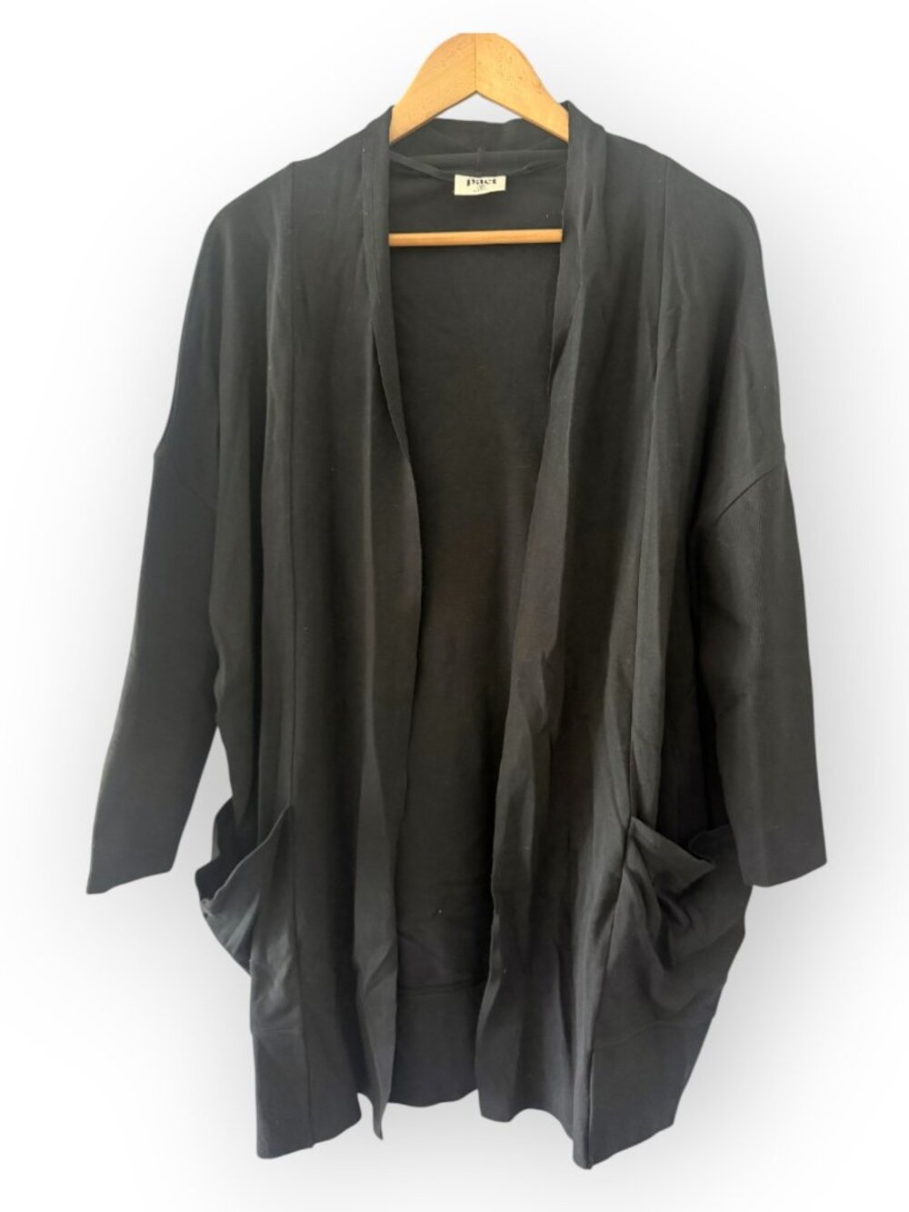 PACT Organic Cotton Airplane Cardigan Black Long Sleeve Lightweight Sweater M
